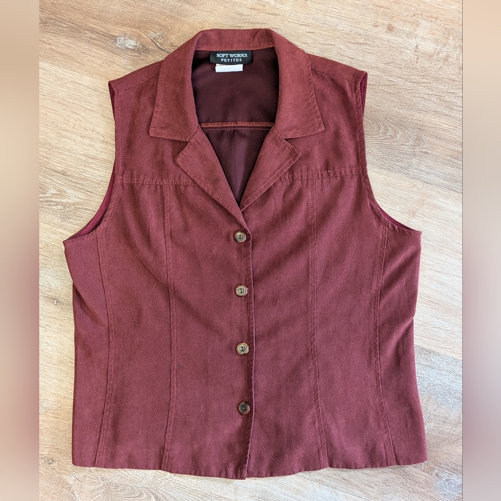 Vintage Corduroy Soft Works Rust Red Vest Size 10